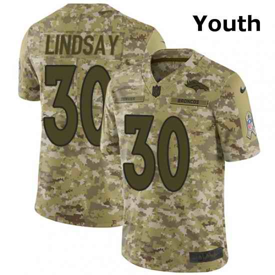 Youth Nike Denver Broncos 30 Phillip Lindsay Limited Camo 2018 Salute to Service NFL Jersey